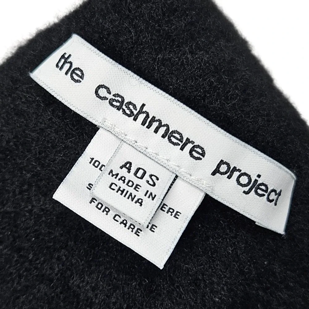 The Cashmere Project Beanie Women OS Black 100% Cashmere XO Knit Hat Winter Chic